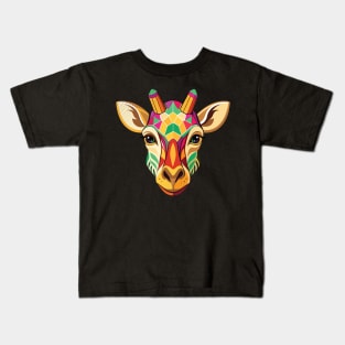 Geometric Giraffe Head Kids T-Shirt